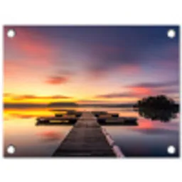 Steiger - Zonsondergang - Water - Zee - Reflectie tuinposter los doek klein -3d