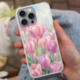 Tulpen - Veld - Lente - Roze Hoesje iPhone 16 Pro Max met koord klein -sfeer3