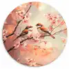 Vogels - Romantic - Bloesemtak Wandcirkel kunststof plaat 5mm dik klein -3d
