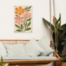 Minimalistisch - Bloemen - Bladeren - Roze tuinposter los doek klein -sfeer7