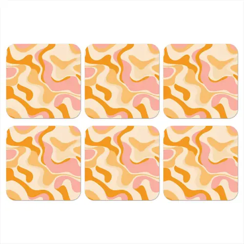 Abstract - Golvend - Oranje onderzetter kurk middel -3d