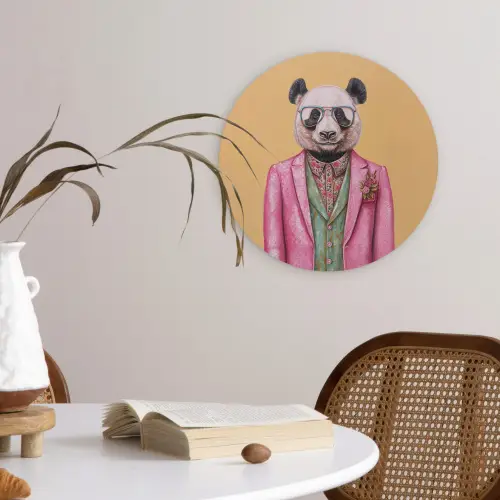 Panda - Pak - Zonnebril - Blauw Wandcirkel plexiglas klein -sfeer4