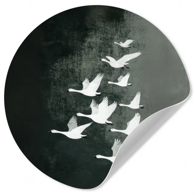 Vogel - Japandi - Groen Wandcirkel behangsticker klein -3d