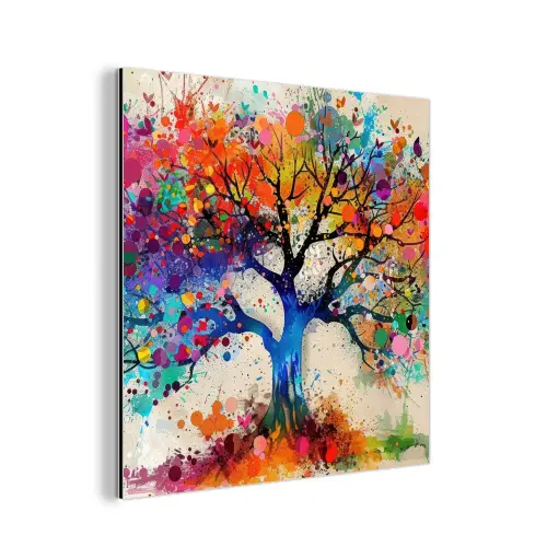 Levensboom - Natuur - Kleurrijk - Boom aluminium wit klein -3d