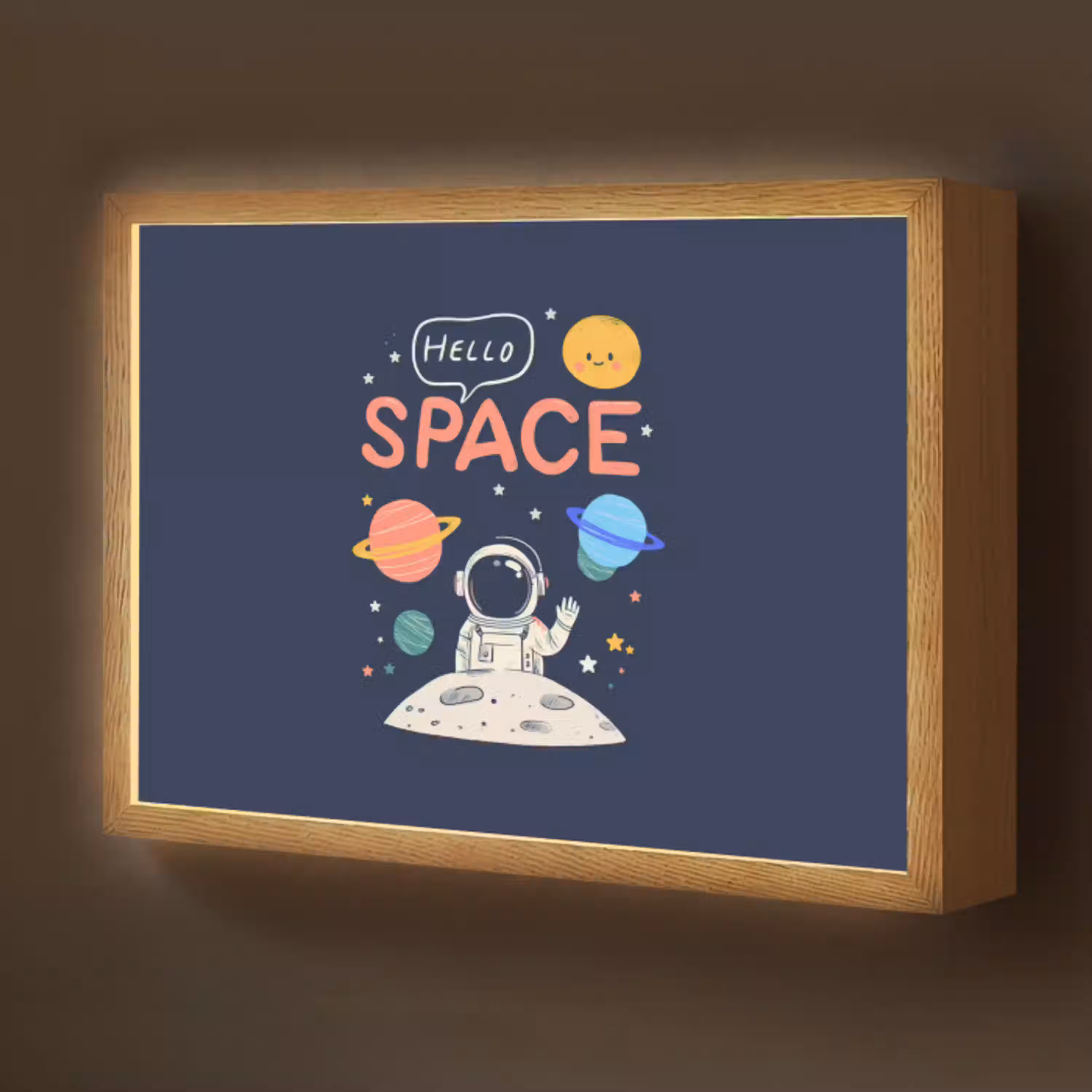 Astronaut - Ruimte - Planeten Light Box met batterij (Wandlamp kind) middel -z3d_website