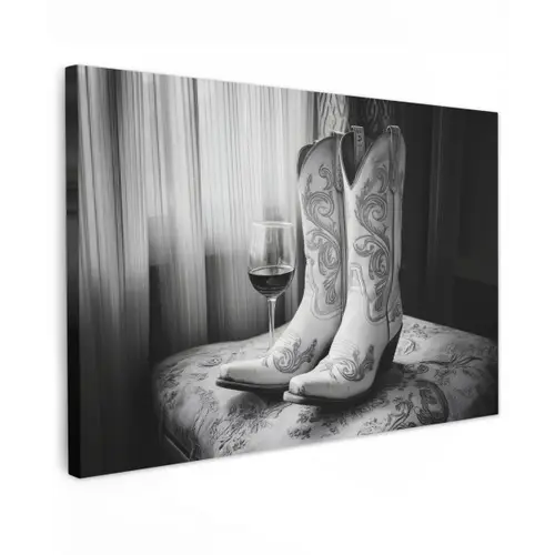 Wijn - Cowboylaarzen - Raamlicht - Wit canvas 2cm klein -z3d