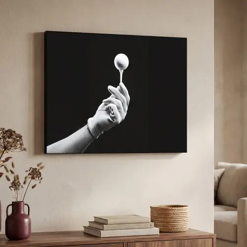 Golfbal - Zwart - Wit Textielframe zwart klein -sfeer3