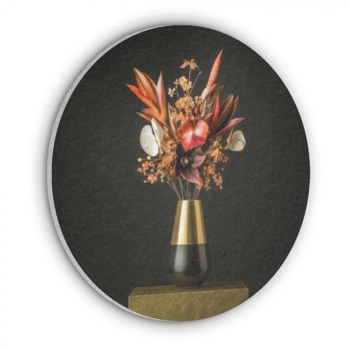 Exotisch - Boeket - Vaas - Goud Akoestische PET Vilt - Rond klein -3d