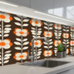 Bloemen - Retro - Bruin keuken achterwand 2 middel 871 -3d_schuin