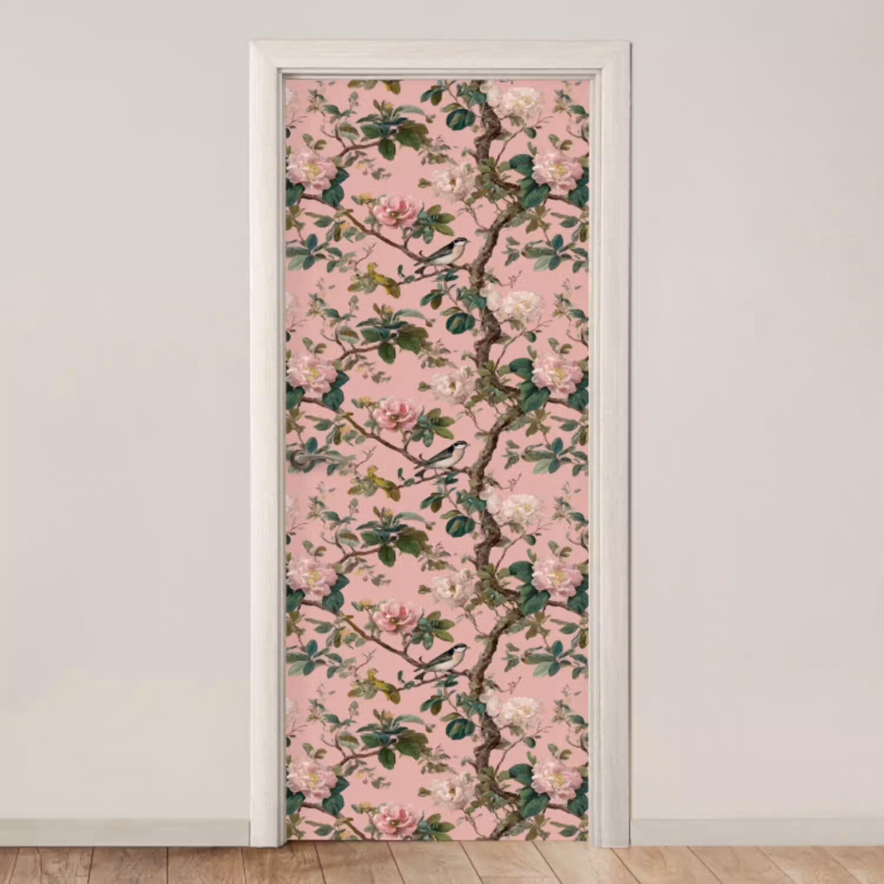 Pioenrozen - Botanisch - Vogel deurposter klein 289 -3d_beige