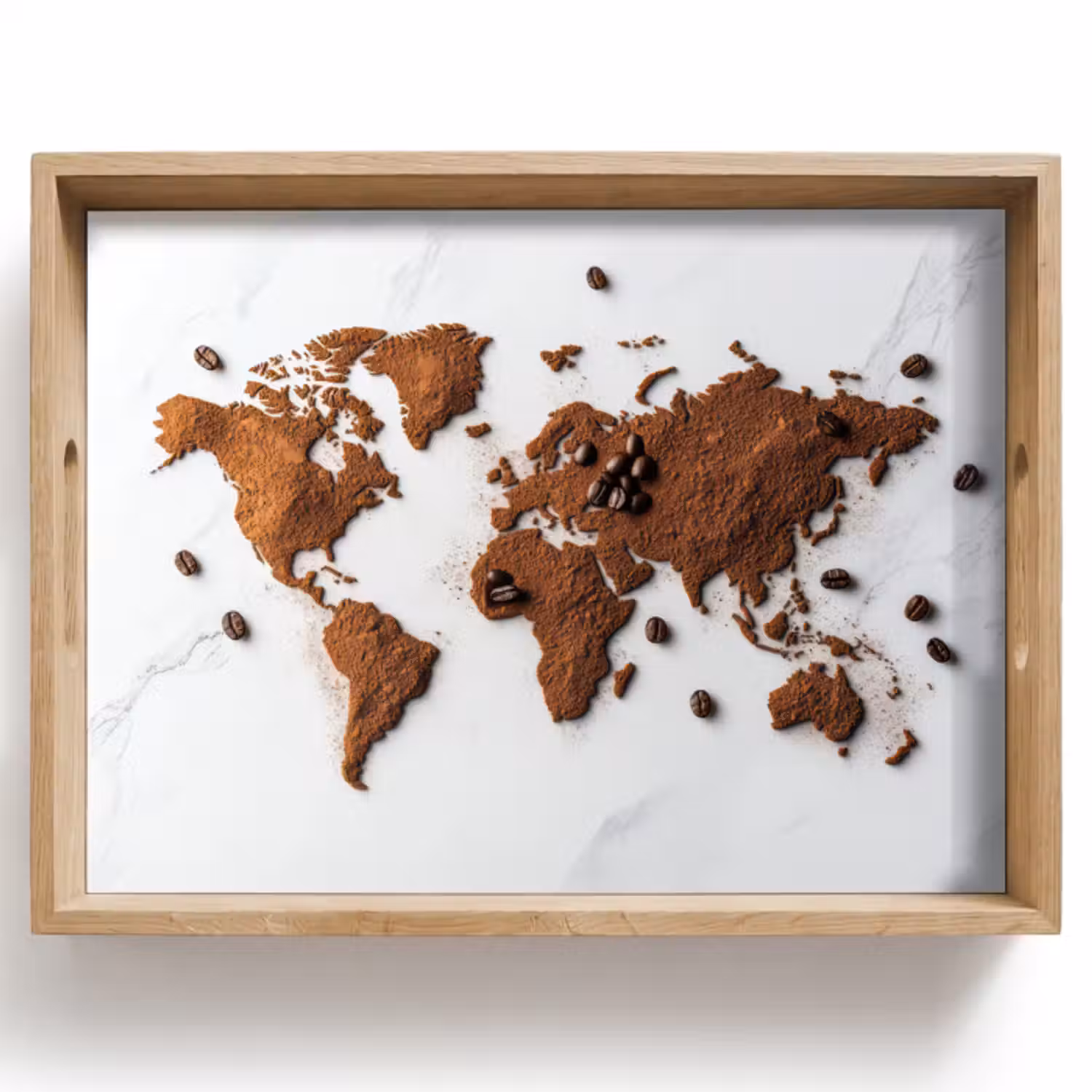 Dienblad - Wereldkaart - Koffie - Marmer