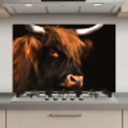 Schotse hooglander - Zwart - Koe - Hoorn - Dieren keuken achterwand spatscherm klein -3d_website