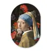 Meisje met de parel - Johannes Vermeer - Bloemen Wandcirkel Ovaal Forex klein -3d