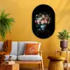 Roze - Bloemen - Vaas - Kleuren Wandcirkel Ovaal Glas middel -sfeer4