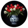 Rode - Bloemen - Tulpen - Vaas Wandcirkel plexiglas klein -3d