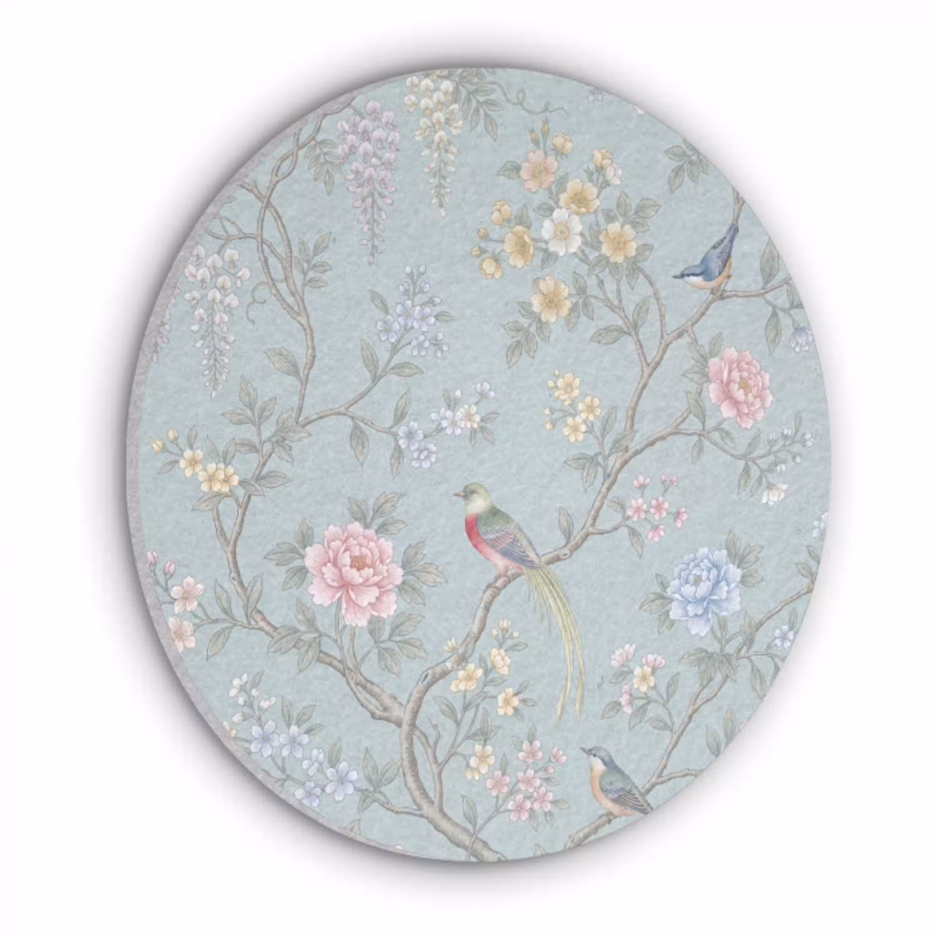 Vogel - Bloemen - Kleurrijk Akoestische PET Vilt - Rond klein -3d