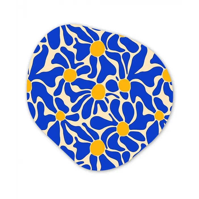Abstract - Bloem - Blauw Wandcirkel Organisch Aluminium middel 851 -3d