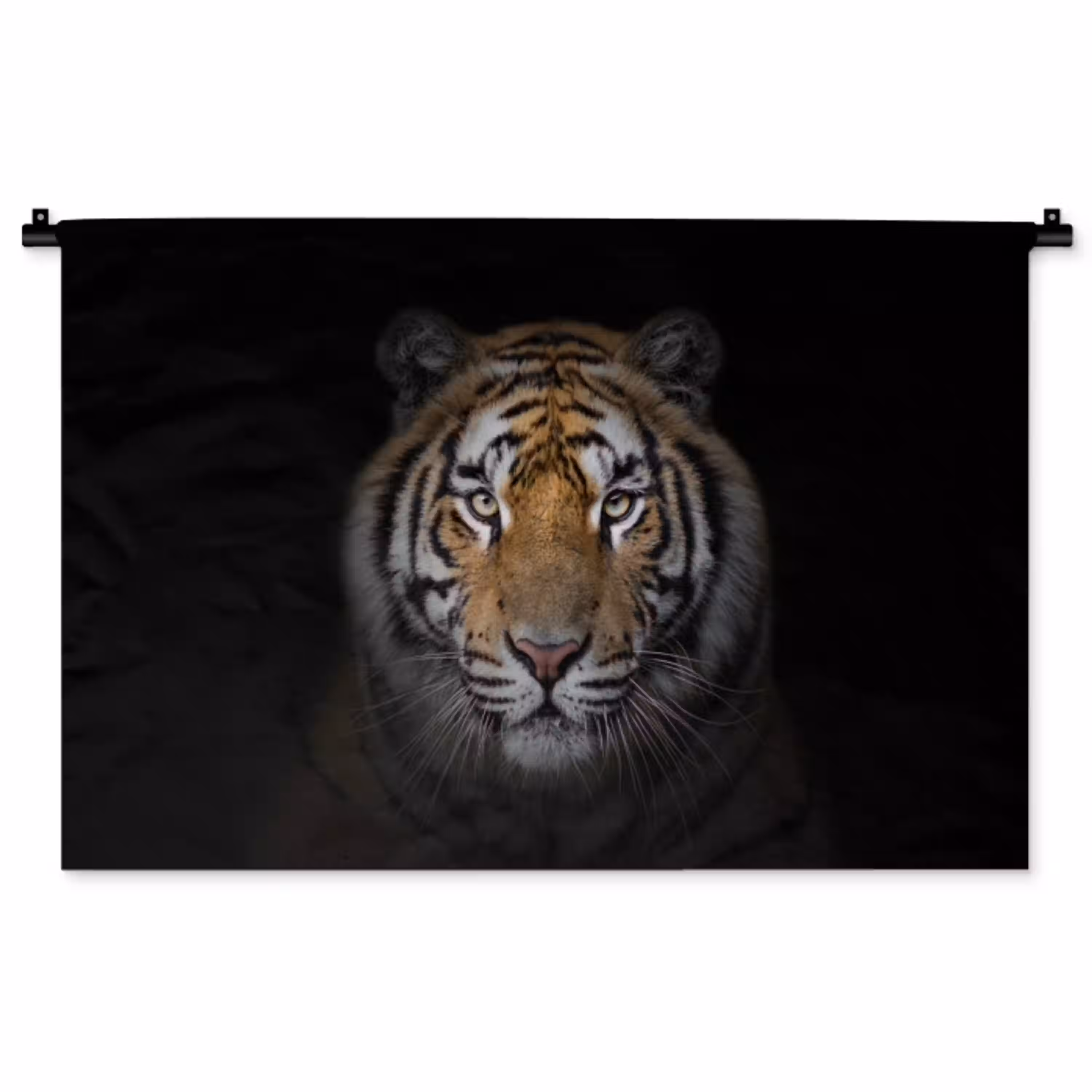 Tijger - Wilde dieren - Portret - Zwart - Dieren Wandkleed katoen middel -zz3d