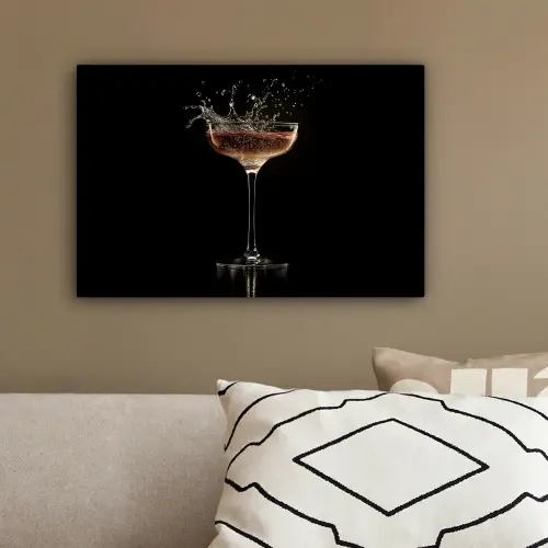 Cocktail - Zwart - Spetters - Glas canvas 2cm klein -sfeer3
