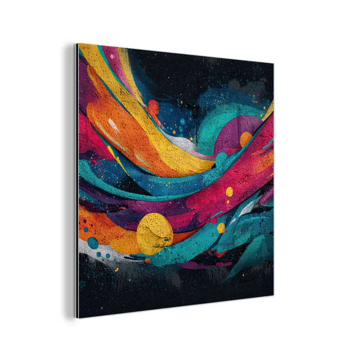 Banen - Golven - Kleurrijk - Abstract aluminium wit klein -3d