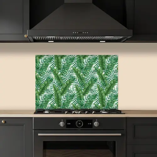 Tropisch - Palmbladeren - Groen keuken achterwand spatscherm klein 900 -sfeer1