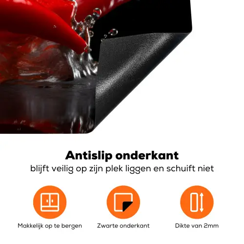 Peper - Rood - Zwart - Water - Groente Inductie beschermer vinyl 3mm klein -zzzzzzz-td-onderkant