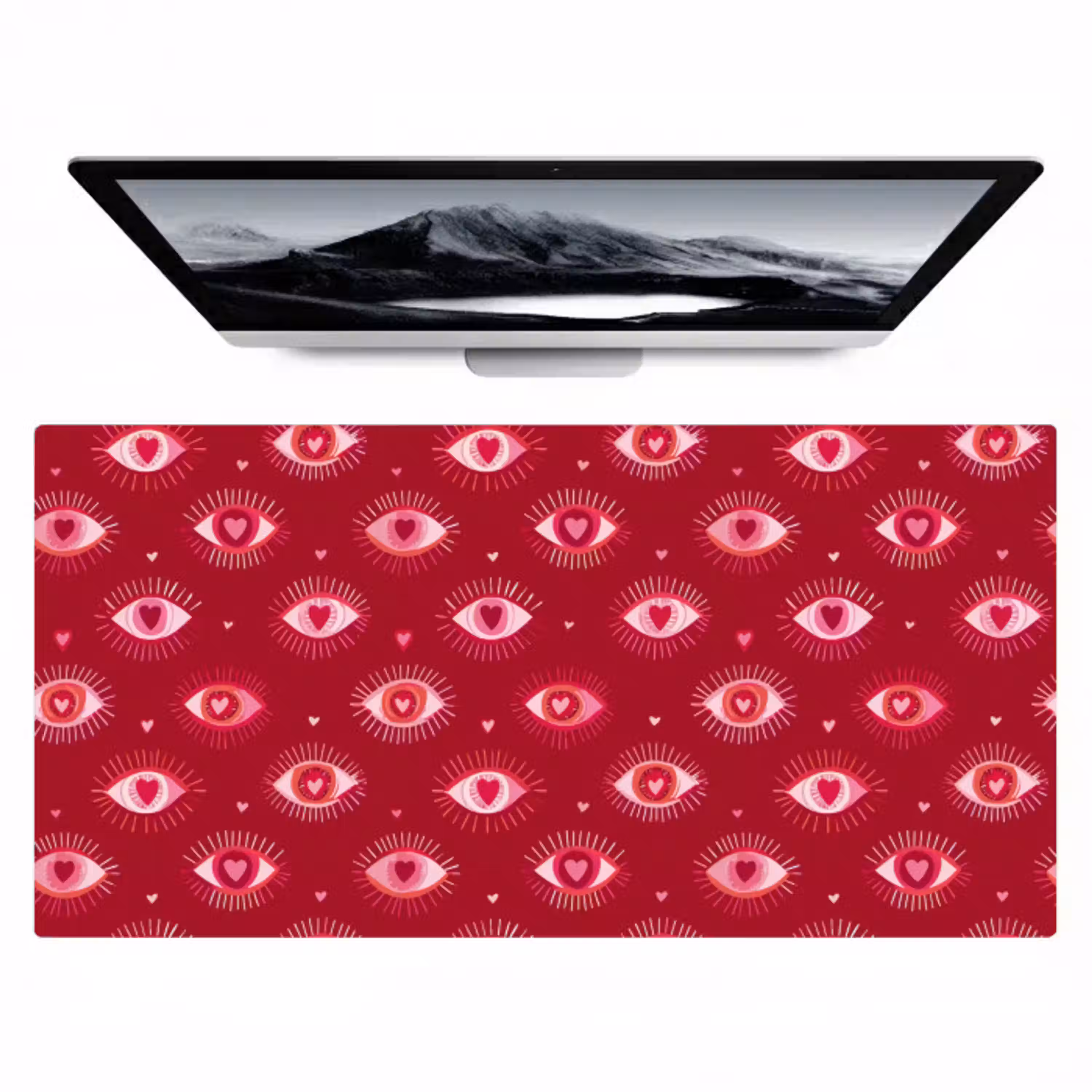 Ogen - Patroon - Roze - Donkerrood Muismat XXL klein 681 -zzz3d