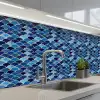 Patroon - Vissenschubben - Blauw keuken achterwand 2 middel 871 -3d_schuin