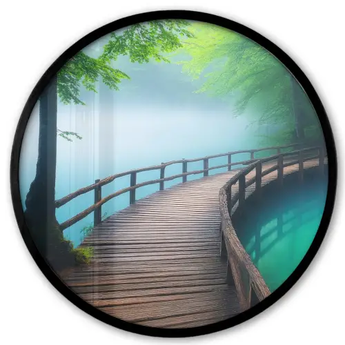 Brug - Water - Rivier - Bos Fotolijst rond zonder passe partout klein -3d