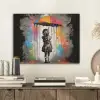 Meisje - Kunst - Paraplu - Graffiti - Kleuren - Muur PET vilt klein -sfeer1