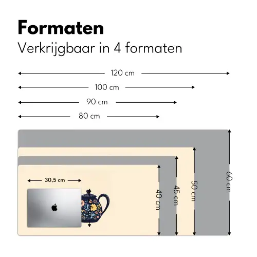 Theepot - Kleurrijk - Bloemen Muismat XXL klein -sfeer5
