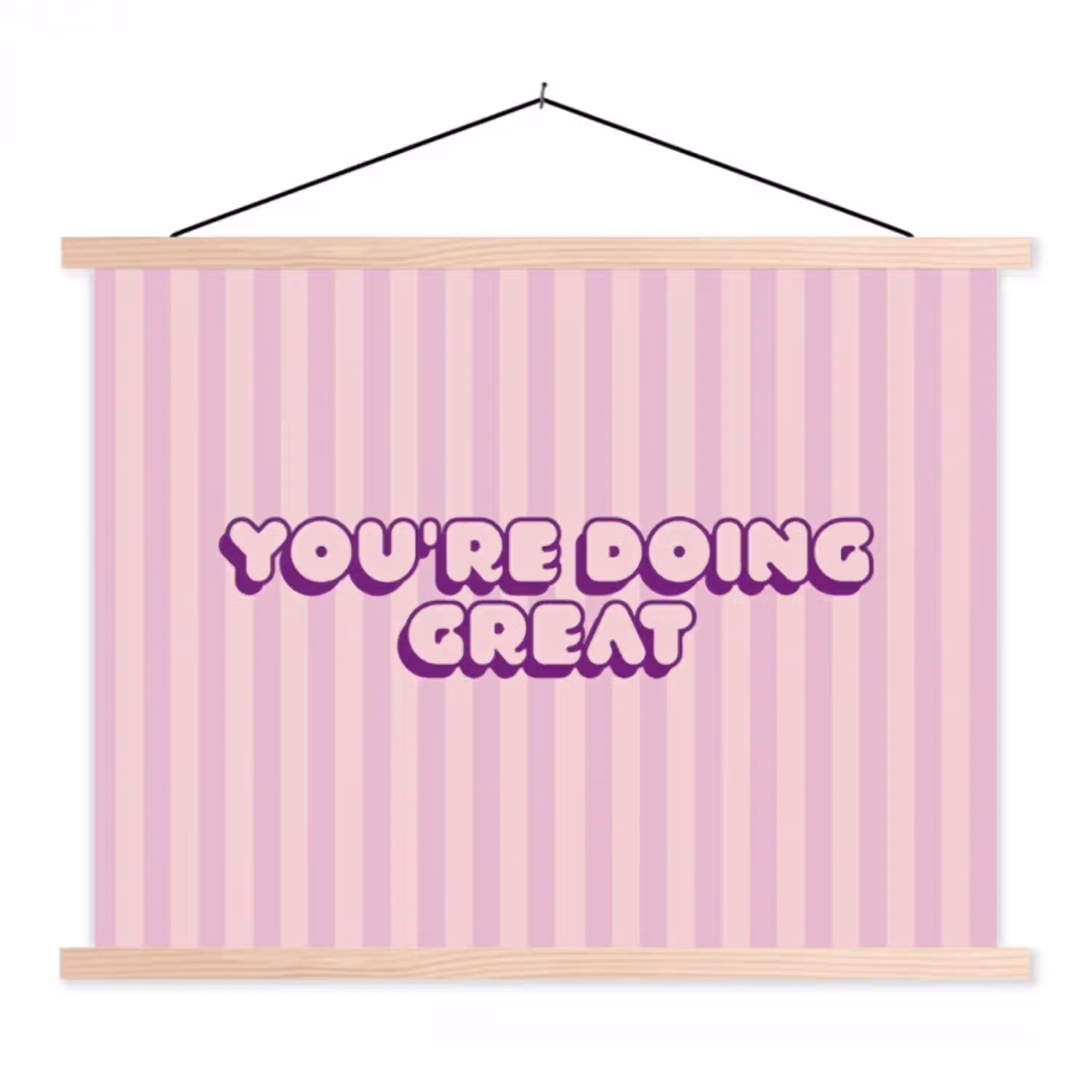 Paars - Strepen - You're doing great - Schaduw textielposter latten blank klein -3d
