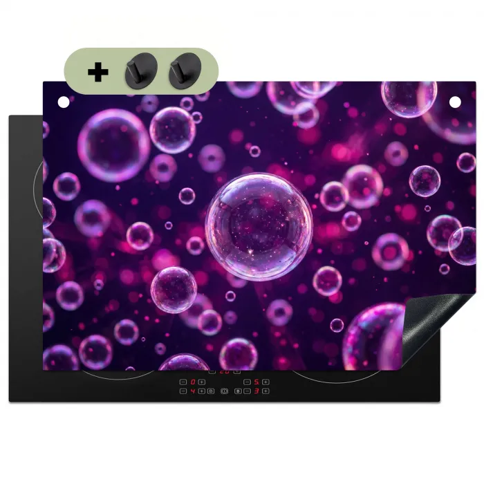 Paars - Bubbels - Schuim Inductie beschemer met haakjes klein -3d
