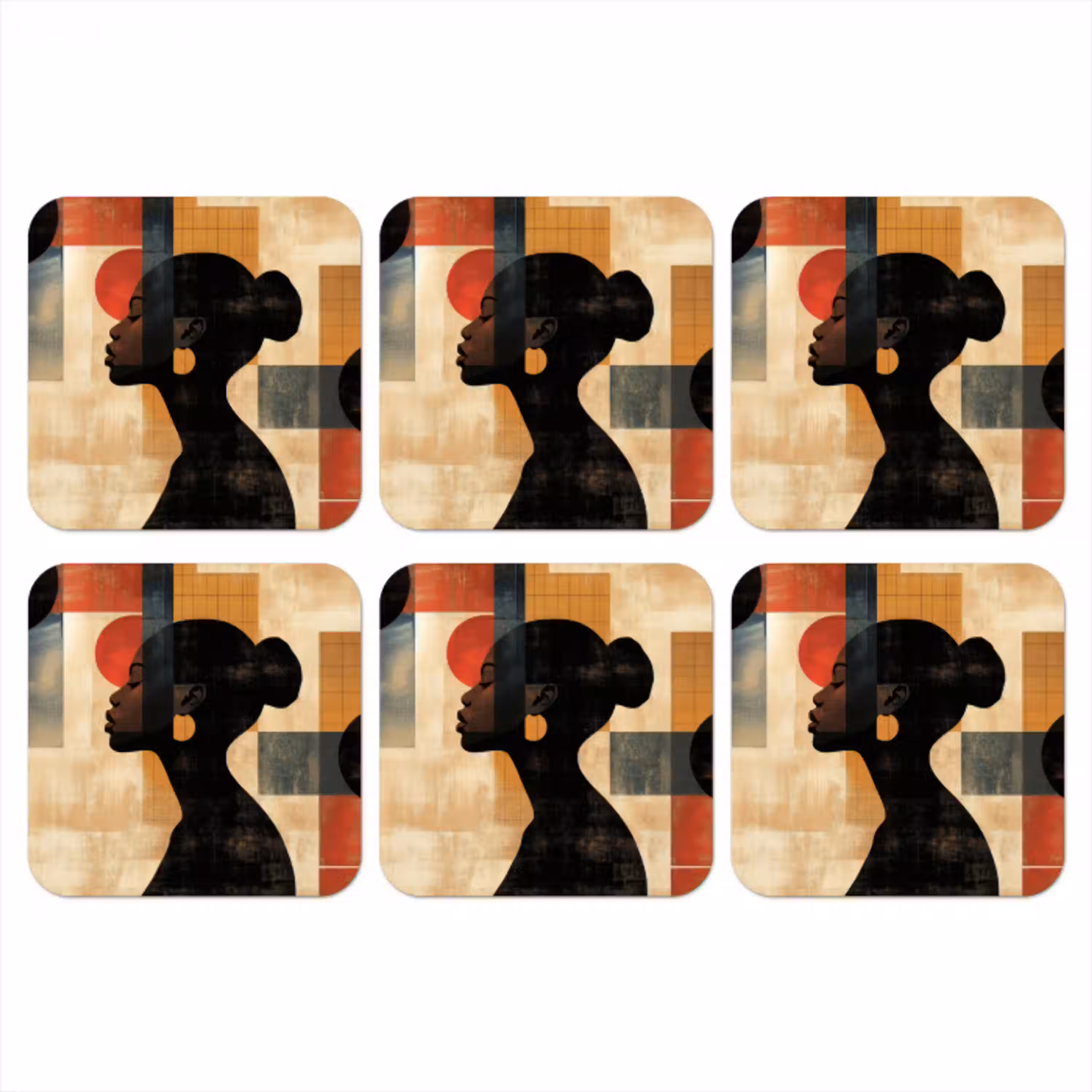 Zijaanzicht - Vrouw - Vormen onderzetter kurk middel -3d
