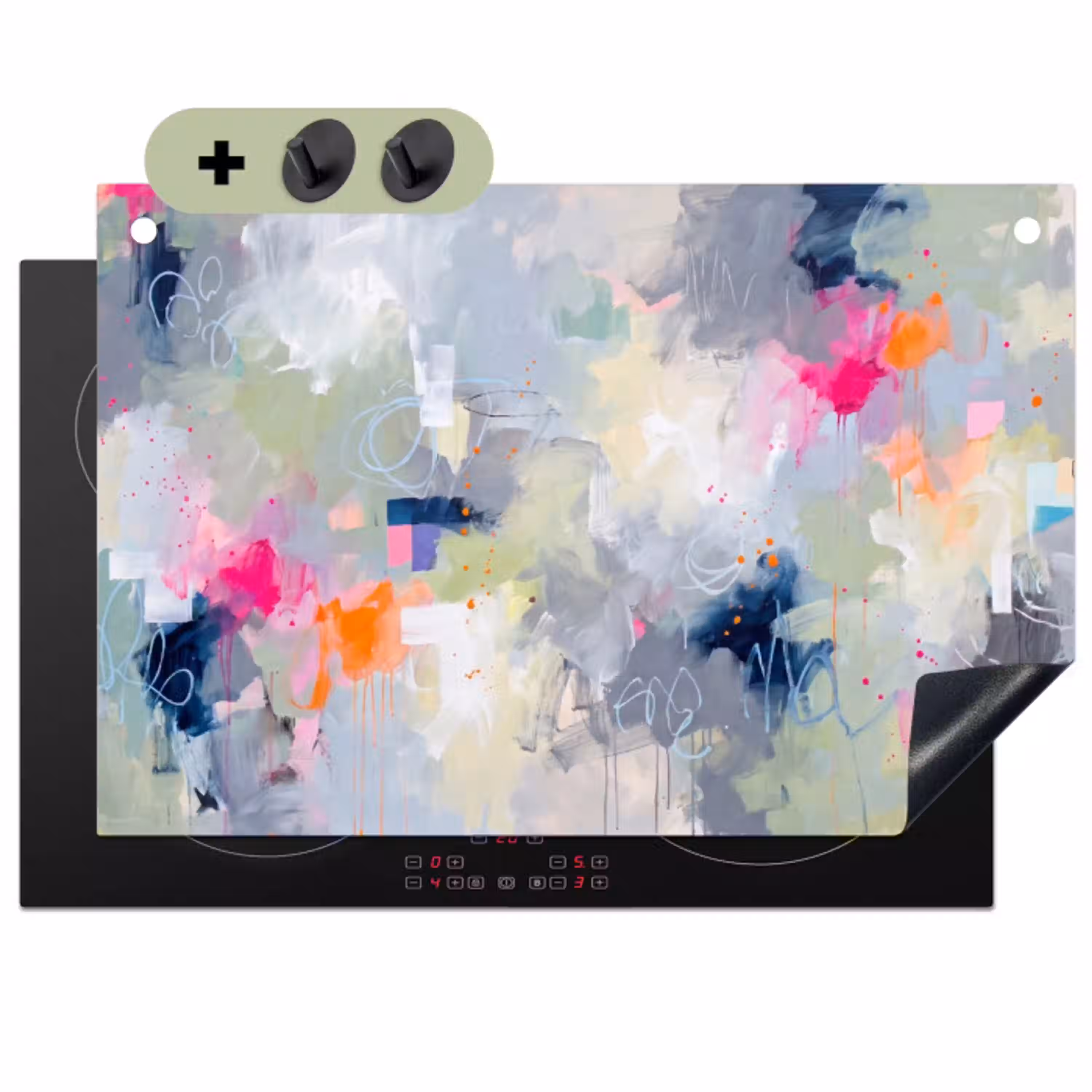 Abstract - Kleurrijk - Modern - Kunst Inductie beschemer met haakjes klein -3d