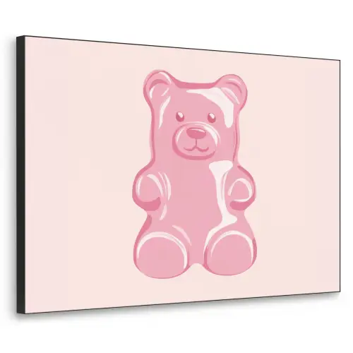 Beer - Roze - Snoep Textielframe zwart klein -3d