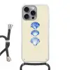 Schelpen - Blauw - Beige Hoesje iPhone 16 Pro Max met koord klein -3d