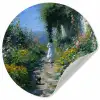 Kat - Vrouw - Bloemen - Huis Wandcirkel behangsticker klein -3d