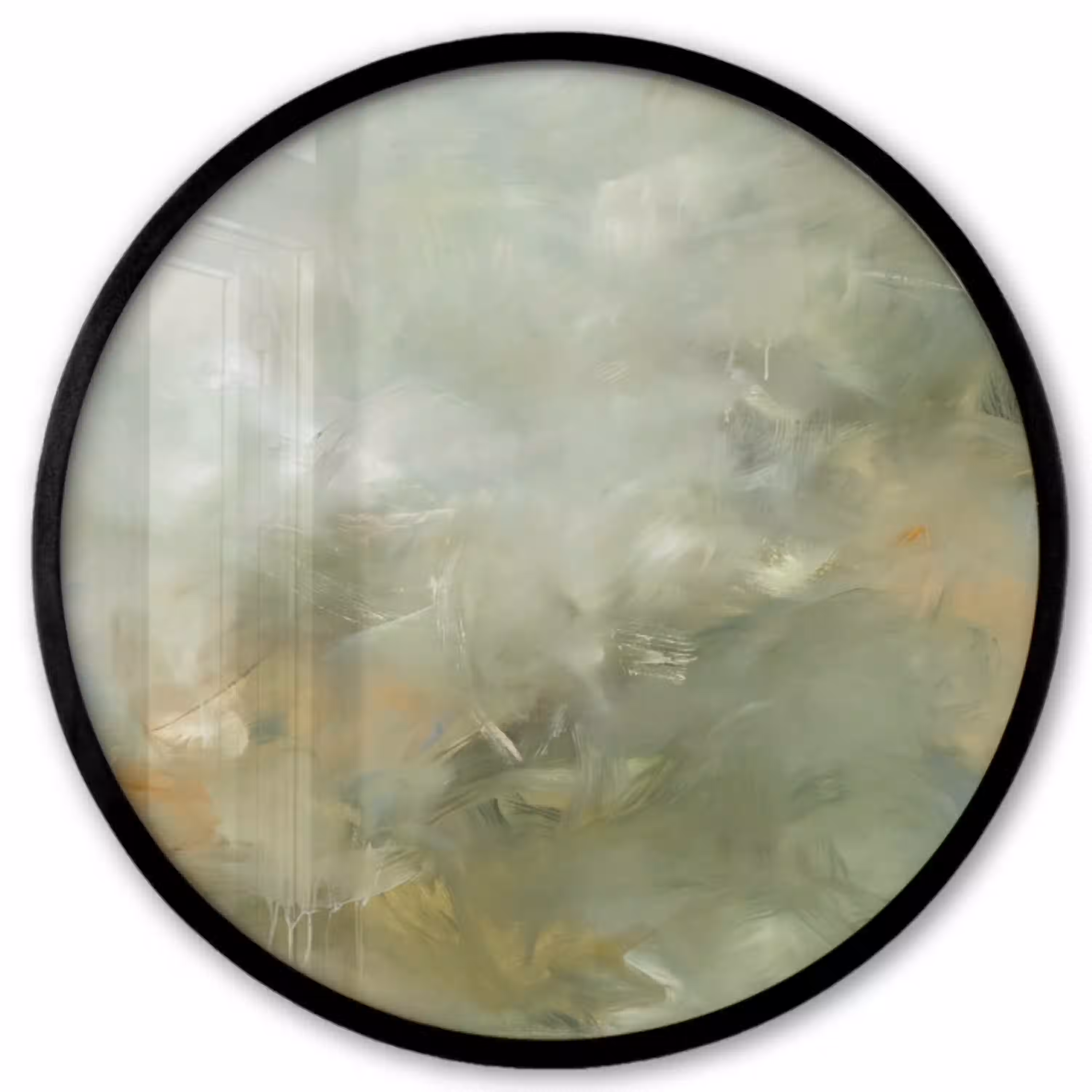 Abstract - Groen - Beige - Modern - Kunst Fotolijst rond zonder passe partout klein -3d