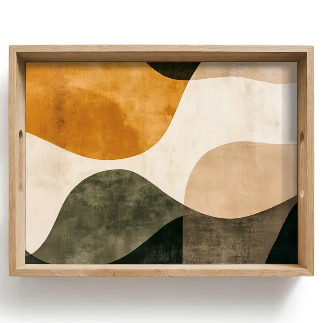 Tray - Shapes - Ochre yellow - Abstract