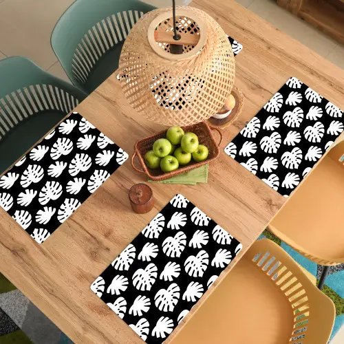 Monstera - Silhouetten - Tropisch - Wit Placemat vinyl groot 368 -zzsfeer5_Kitchenyeah-website