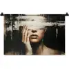 Hand - Gezicht - Strepen - Abstract Wandkleed katoen klein -zz3d