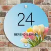 Gekleurde tulpen lucht - Klassiek Naambord Rond klein -sfeer2
