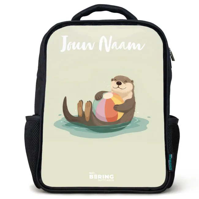 Rugzak kind met naam - Zwart - Otter - Strandbal - Water