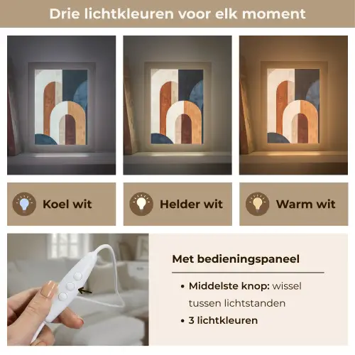Abstract - Vormen - Donkerblauw Light Box met kabel (Tafellamp) klein -USP_lichtkleurNL