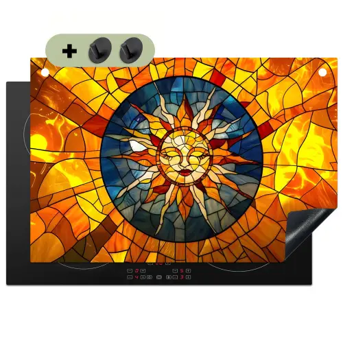 Mozaïek - Zon - Geel - Cirkel Inductie beschemer met haakjes klein -3d