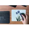 Tulpen - Blauw - Bladeren muismat rubber klein -toetsenbord