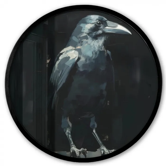 Raaf - Vogels - Zwart Fotolijst rond zonder passe partout klein -3d