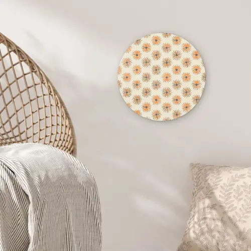 Madelief - Patroon - Oranje Wandcirkel kunststof plaat 5mm dik klein 188 -sfeer5