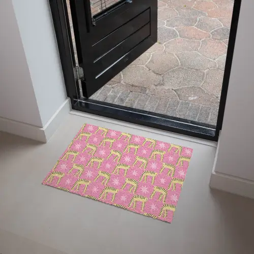 Langbenige -Tijgerkatten - Roze - Sterren Deurmat klein 898 -sfeer5